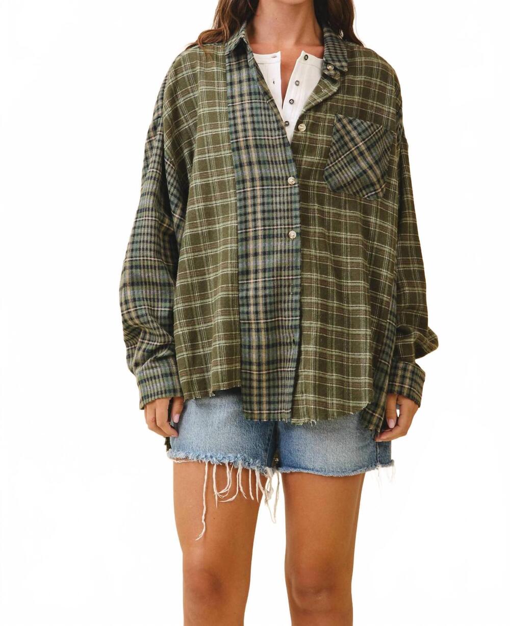 NEW AEMI + CO kambrie plaid flannel shirt in olive